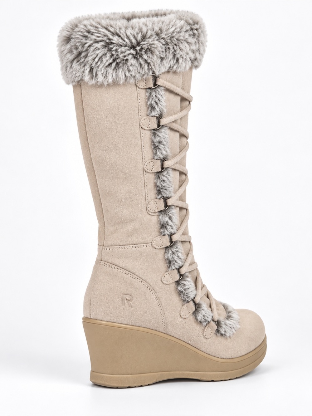 REPORT Kenai Leather Faux Fur Wedge Winter Boots Size 8.5